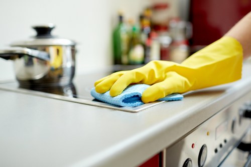 Eco-friendly cleaning supplies used by cleaners in E17