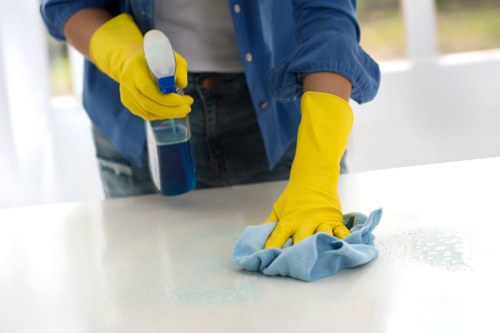 Cleaning newly refurbished rooms in E17 after construction